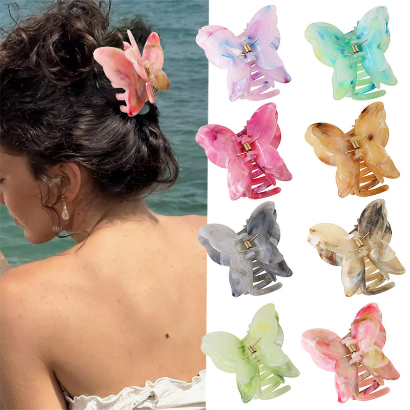 Why Is the Large Rectangle Hair Claw with Shell Marble Butterfly Flower Design So Popular Among Women