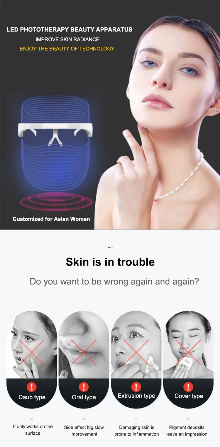 3 Colors LED Light Therapy Acne Treatment Mask, Freckle Mask, LED Whitening Mask, Facial Therapy Unlimited Sessions for Acne Spot Face Skin Treatment