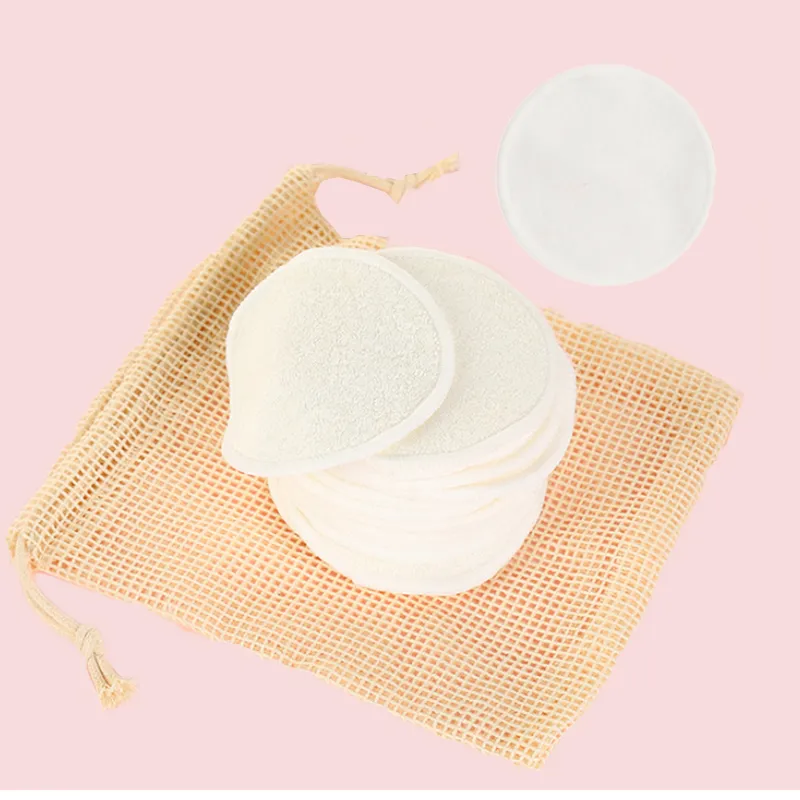 70% Bamboo Terry 30% Cotton Velvet Double Side Reusable Facial Puff Wash Cleaning Pad
