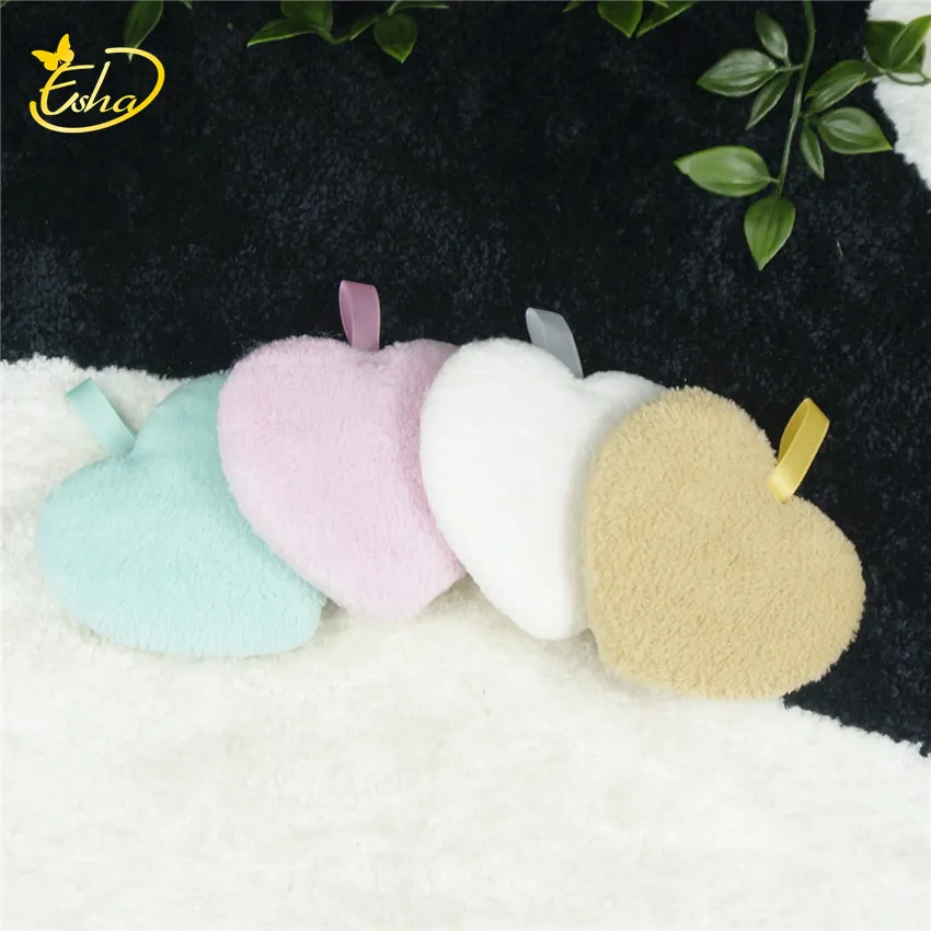 Beauty Tools Peach Heart Cleansing Makeup Remover Single Flocking Powder Puff