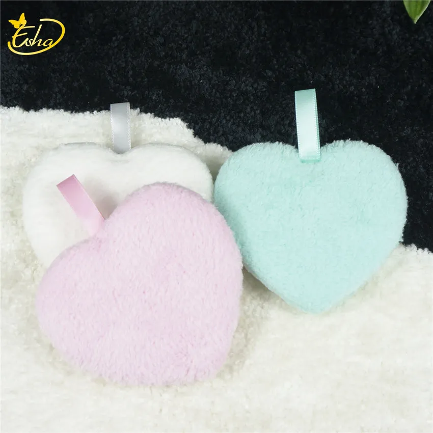 Beauty Tools Peach Heart Cleansing Makeup Remover Single Flocking Powder Puff