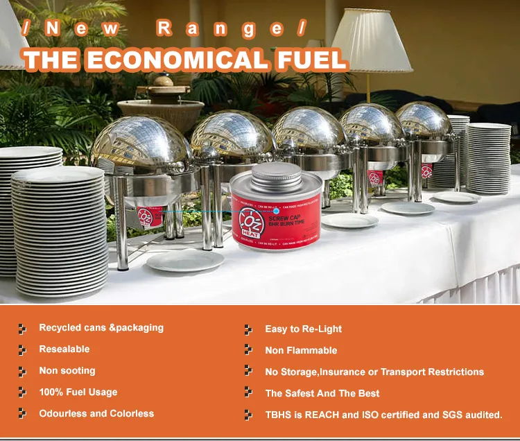 Buffet Heat 6 Hour Liquid Wick Chafing Dish Fuel Food Warmer