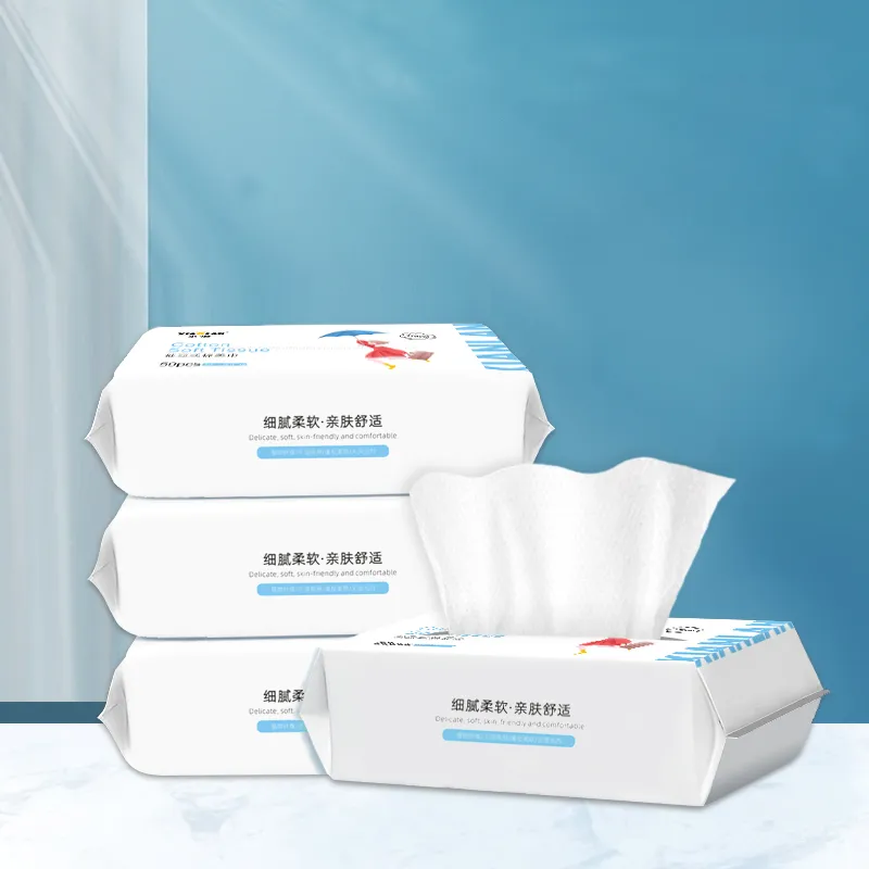 Dingcheng Non-Woven Cotton Soft Facial Tissue Non-Irritating 50PCS/Pack Eco-Friendly Factory Supply
