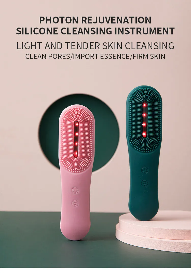 Electric Facial Cleansing Brush 3 LED Photon Silicone Sonic Face Brush Deep Cleansing Exfoliating Removing Blackhead