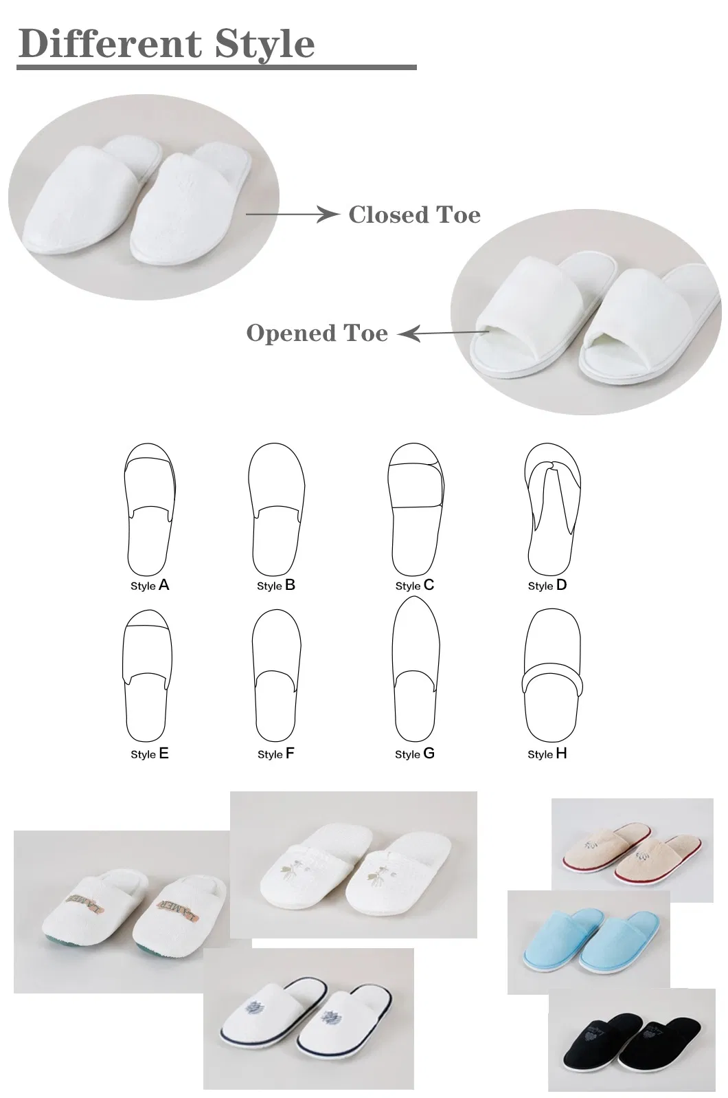 High Quality Fashion Sippers for Hotel Cotton Top Quality Hotel Supplier Towel Cloth Bath Disposable Hotel Shoes