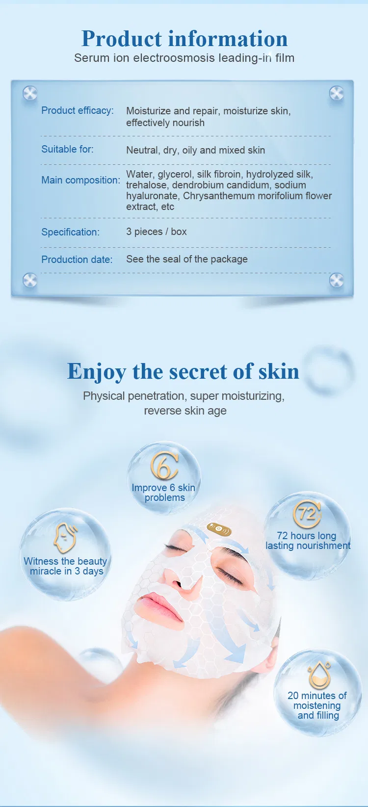 Ion Electric Cleaning Deep Moisturizing Beauty Facial Mask