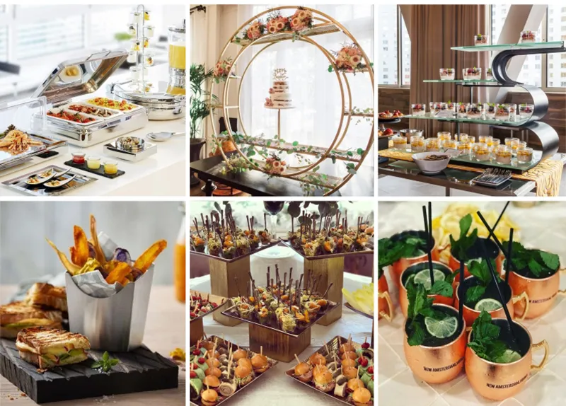 Kitchen Accessory Hammered 4L Copper Rose Gold Hotel Cater Equipment Modern Wedding Party Service Chafing Dish for Sale Arabic Electric Cooking Buffet Stove