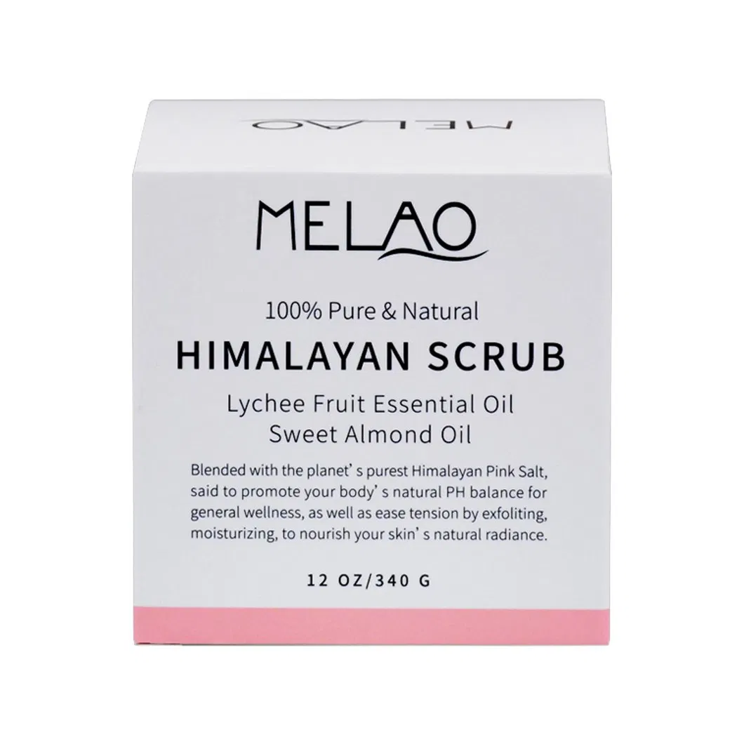 Melao Pure Himalayan Salt Body Scrub with Lychee Essential Oil, All Natural Scrub to Exfoliate and Moisturize Skin