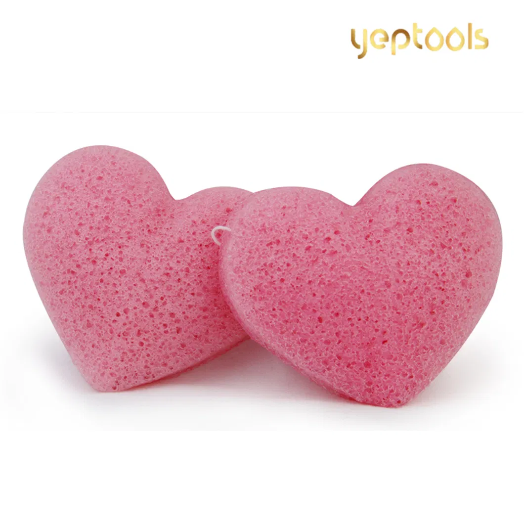 New Arrival Heart Shape Bamboo Charcoal Konjac Facial Cleansing Sponge Puff