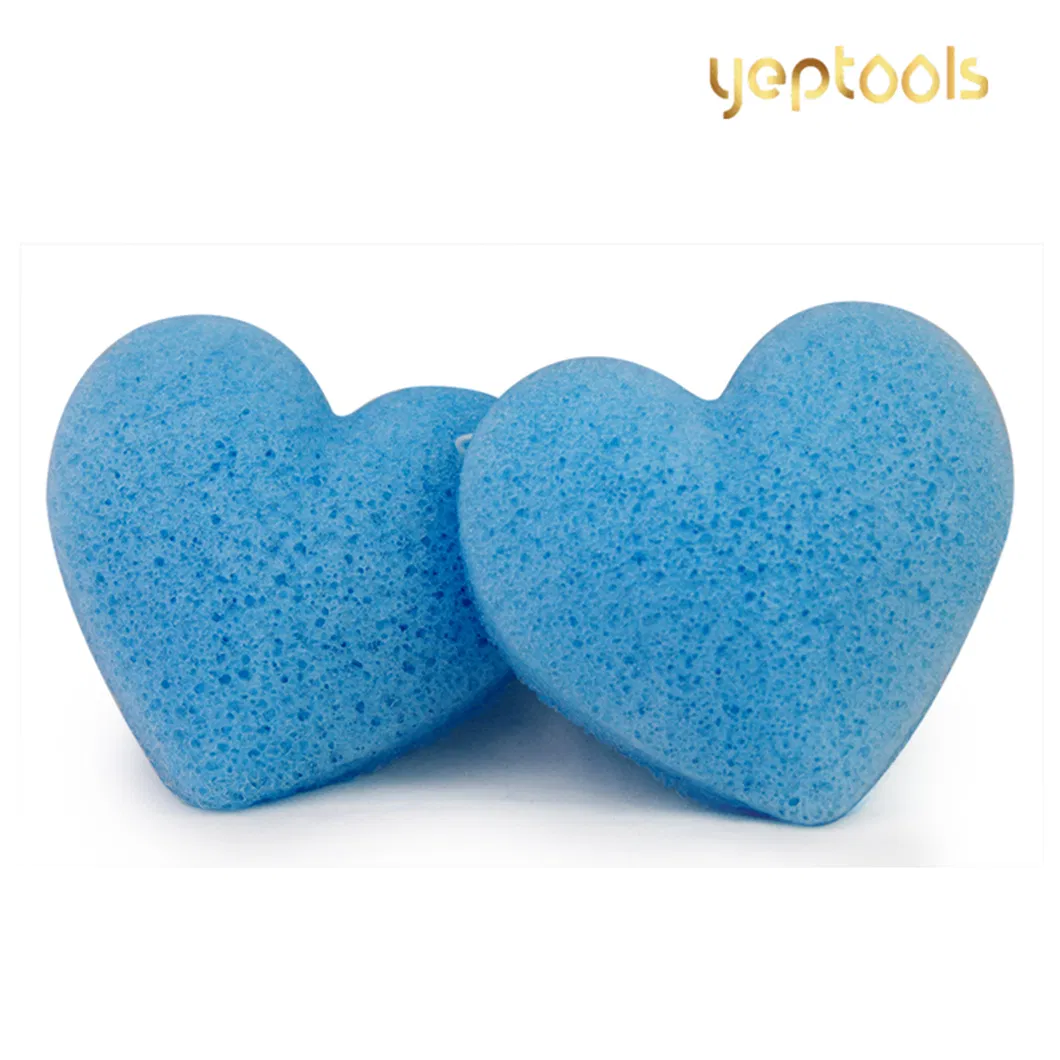 New Arrival Heart Shape Bamboo Charcoal Konjac Facial Cleansing Sponge Puff