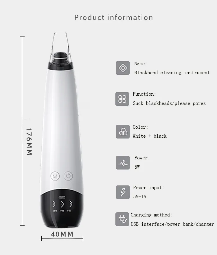 Portable Pore Clean Tool Kit Electric Vacuum Blackhead Remover for Men and Women
