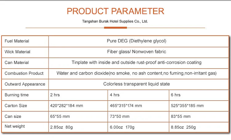 Restaurant Supply 100% Pure Deg Food Heating Liquid Fuel for Chafing Dish Canned Heat for Chafing Dish Chafing Pan Fuel