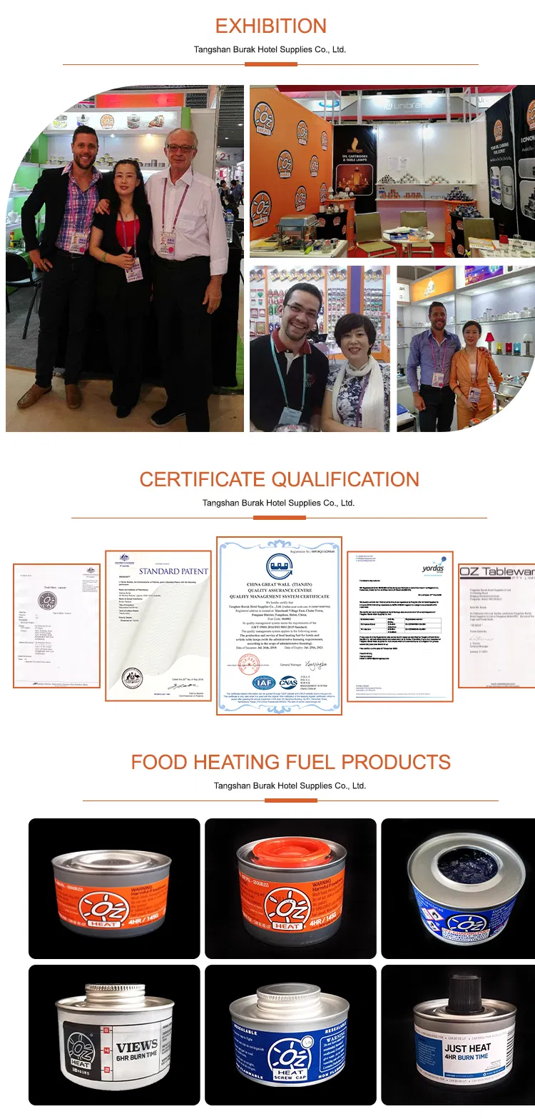 Restaurant Supply Smokeless Odourless Environment Riendly Wick 100% Pure Deg Buffet Chafing Dish Burner Fuel