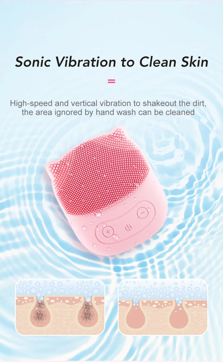 Silicone Sonic Face Cleaner Deep Pore Cleaning Skin Massager Face Cleansing Brush Device Mini Electric Facial Cleansing Brush