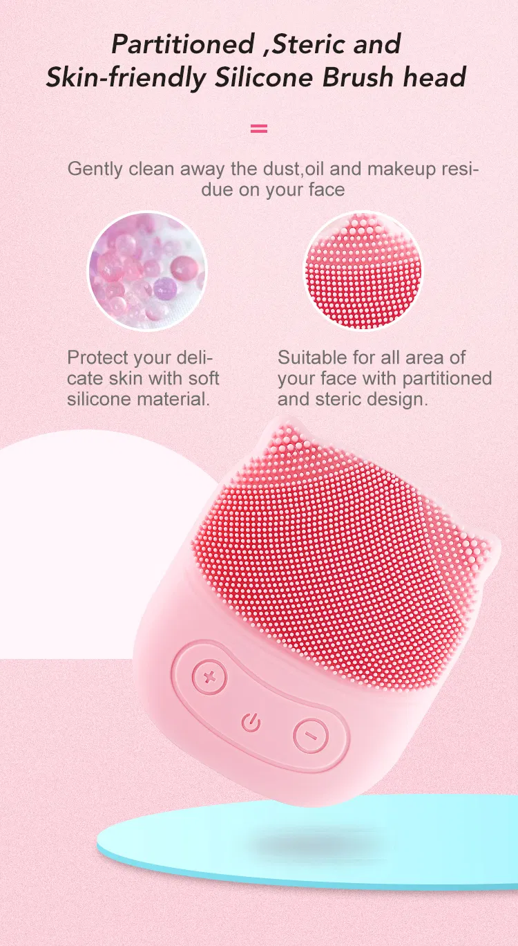 Silicone Sonic Face Cleaner Deep Pore Cleaning Skin Massager Face Cleansing Brush Device Mini Electric Facial Cleansing Brush
