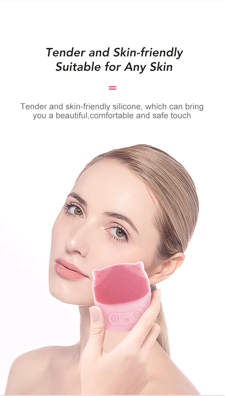 Silicone Sonic Face Cleaner Deep Pore Cleaning Skin Massager Face Cleansing Brush Device Mini Electric Facial Cleansing Brush