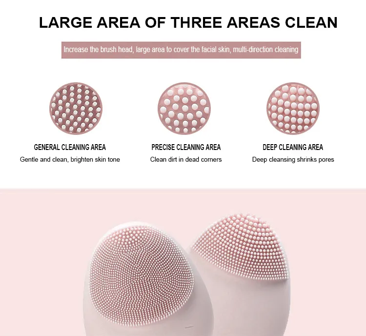Soft Silicone Facial Brush Deep Cleansing Gentle Exfoliating Massaging Vibrating Sonic Facial Cleansing Brush