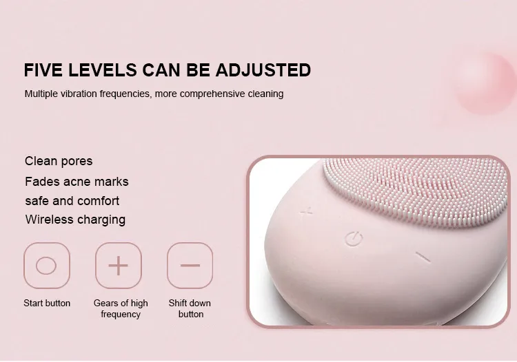 Soft Silicone Facial Brush Deep Cleansing Gentle Exfoliating Massaging Vibrating Sonic Facial Cleansing Brush