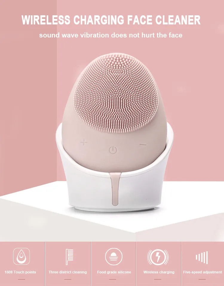 Soft Silicone Facial Brush Deep Cleansing Gentle Exfoliating Massaging Vibrating Sonic Facial Cleansing Brush